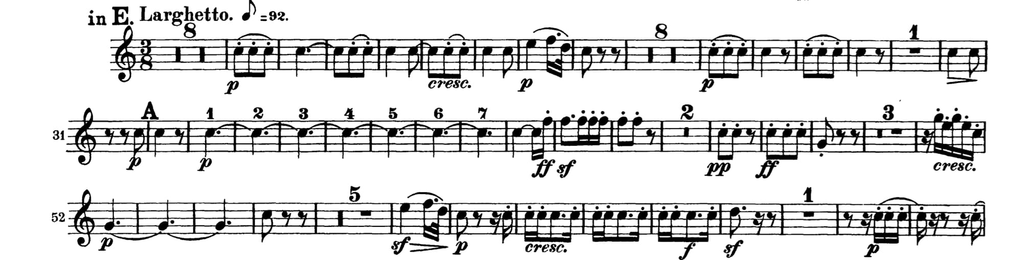 Beethoven Symphony No. 2, beginning of second movement, Horn 1